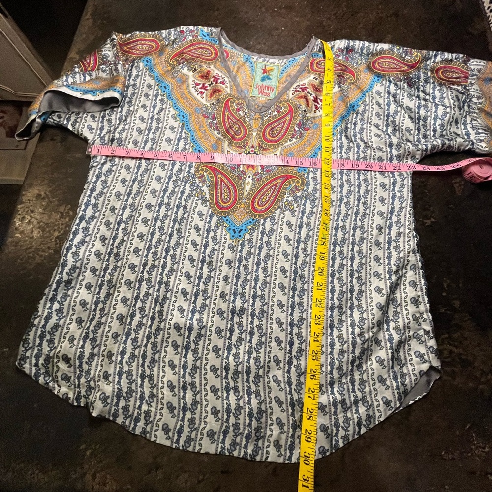 Johnny Was Boho Hippie Oversized Silk Top, M - Picture 4 of 8